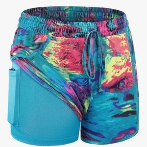 BlevonH  Running Athletic Shorts Womens Blue Plus Size 2XL